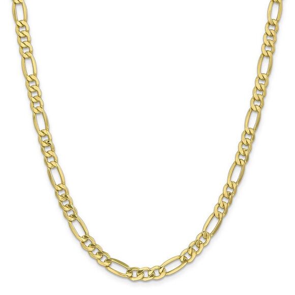 Men's 6.6mm 10k Yellow Gold Hollow Figaro Chain Necklace, 20 Inch